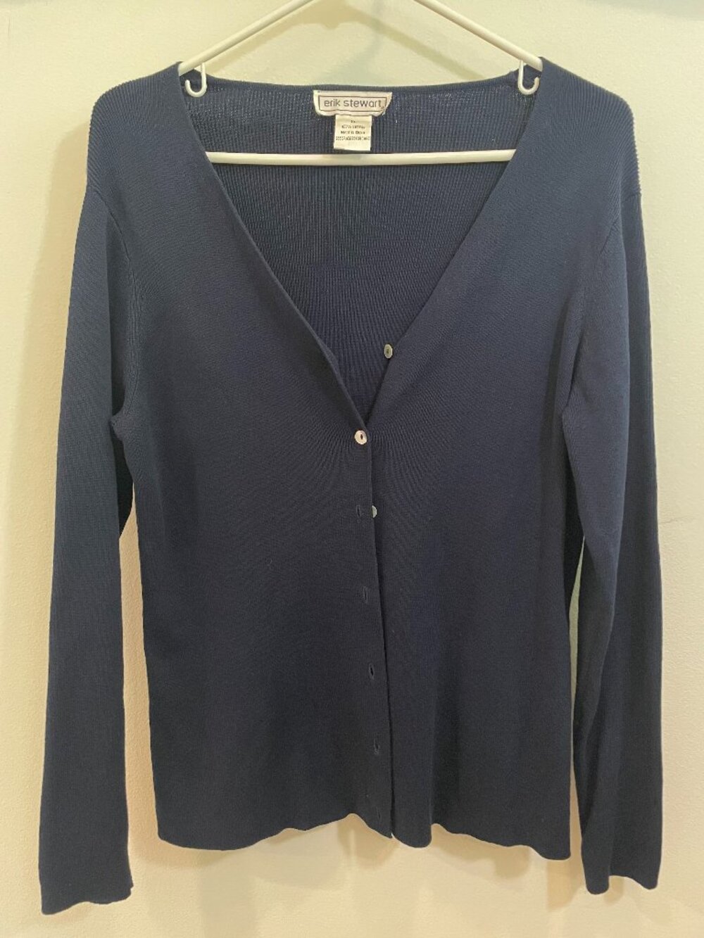 Erik Stewart Navy Blue Cotton Cardigan Size XL